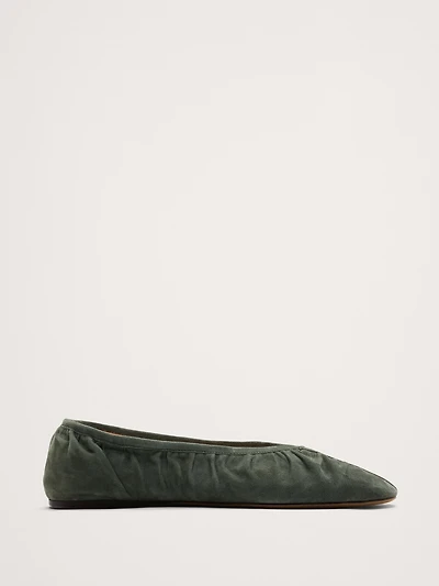 Ruched Suede Ballet Flat