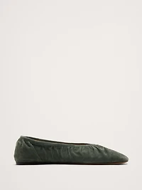 Ruched Suede Ballet Flat