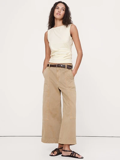 Vintage Cotton Ruched-Side Tank