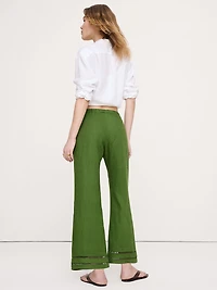 Mid-Rise Kick-Flare Linen Ankle Pant