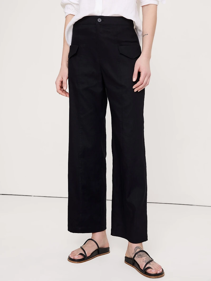 Mid-Rise Straight Utility Pant Stretch Linen-Viscose