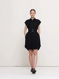 Cotton Poplin Belted Mini Shirt Dress