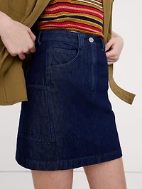 Paneled Denim Mini Skirt
