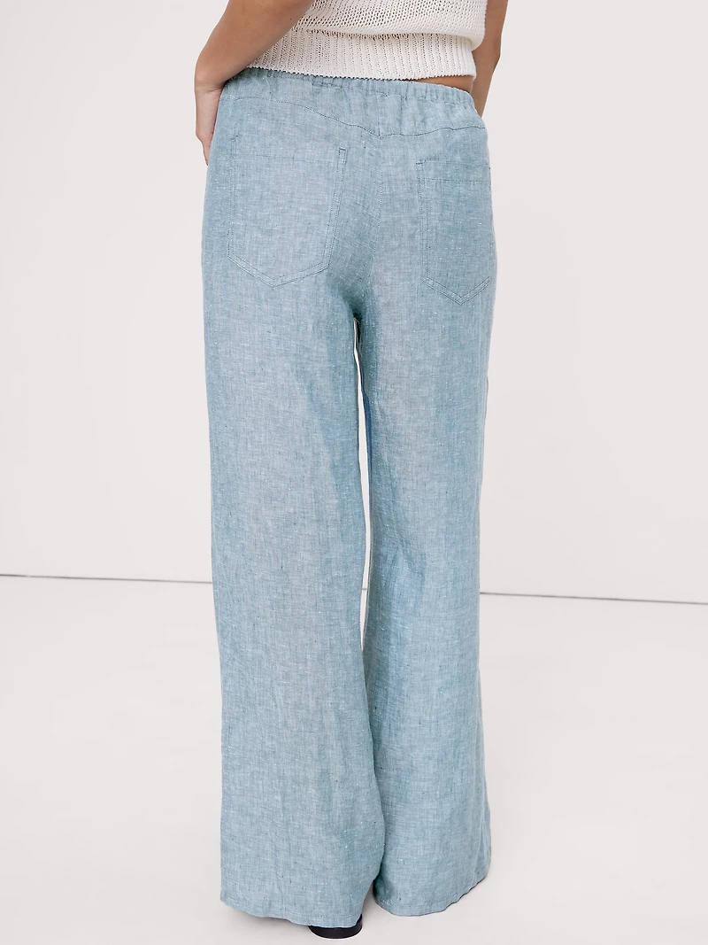 The Studio Wide-Leg Drawstring Pant Linen