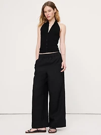 Sculpted Button-Front Halter Top