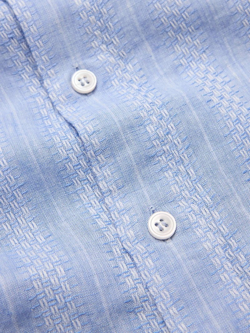 Standard-Fit Textured Linen-Cotton Shirt