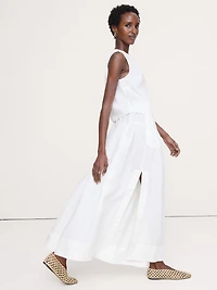 Linen Tiered Tie-Side Maxi Skirt