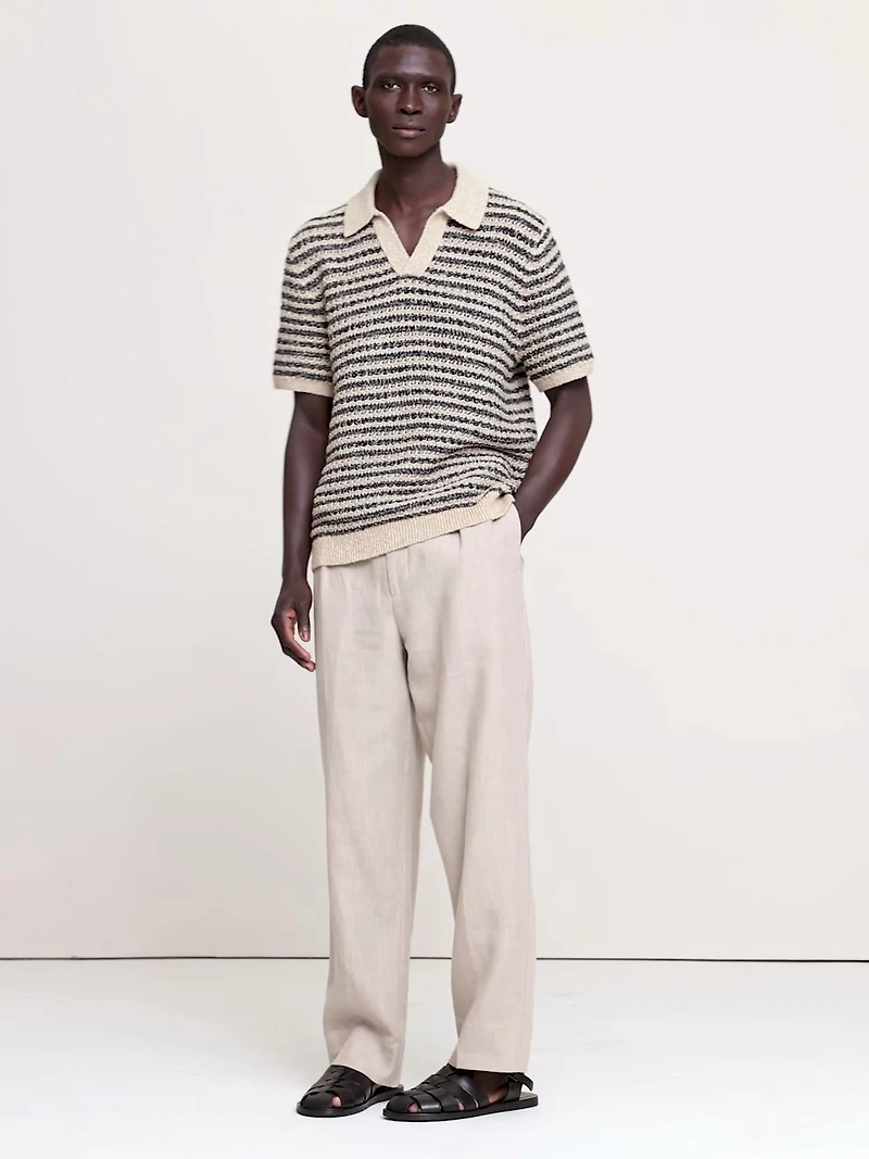 Textured Stripe Sweater Polo