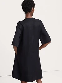 Viscose-Linen Scoop-Neck Mini Dress