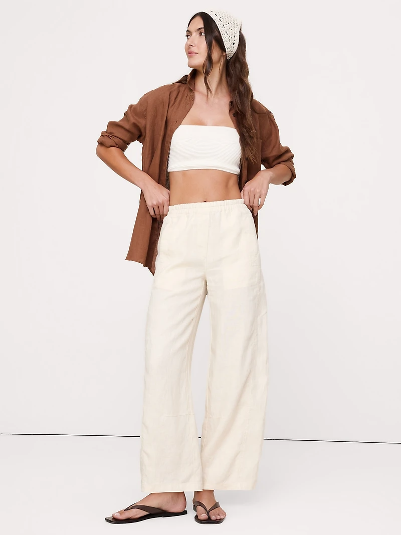Mid-Rise Relaxed Painter Pull-On Pant Linen