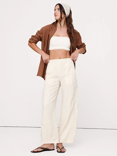 Mid-Rise Relaxed Painter Pull-On Pant Linen