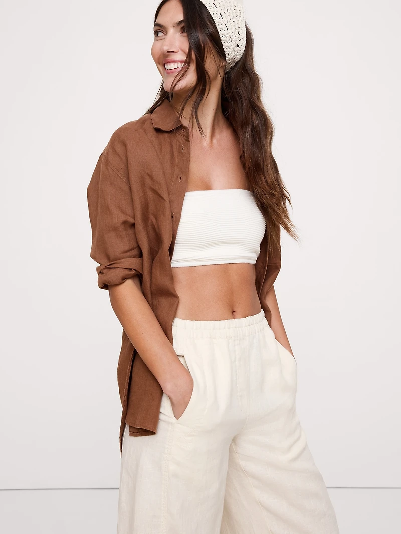 Mid-Rise Relaxed Painter Pull-On Pant Linen
