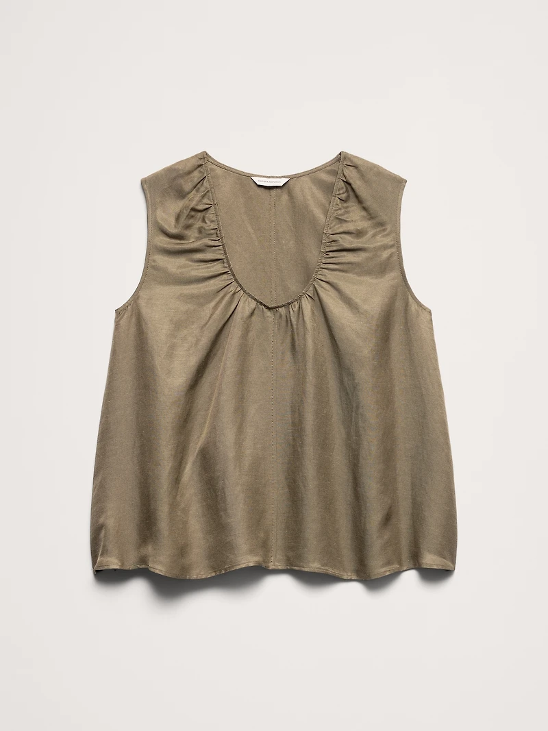 Viscose-Linen Scoop-Neck Tank