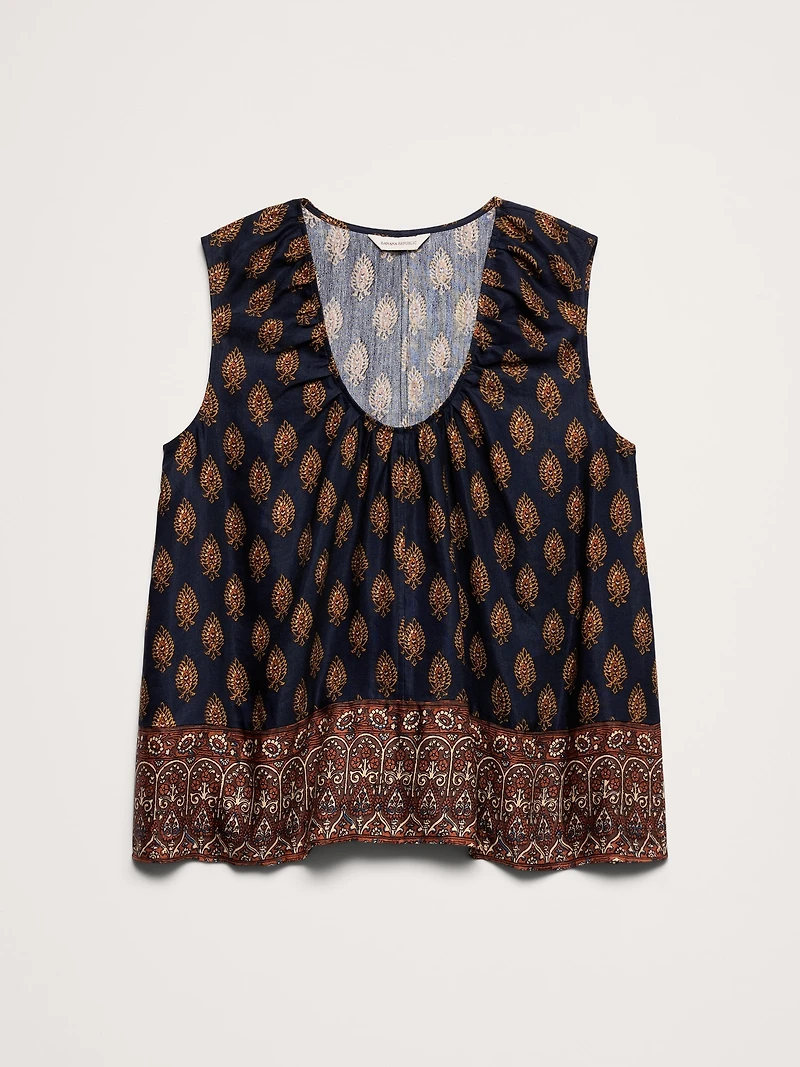 Viscose-Linen Scoop-Neck Tank