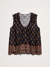 Viscose-Linen Scoop-Neck Tank
