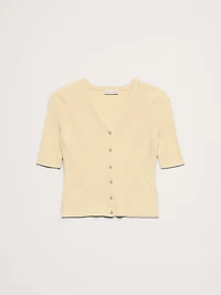 Ribbed Cotton Cropped Cardigan