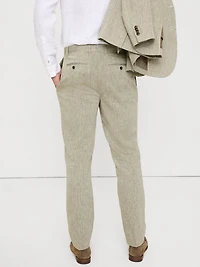 Tailored Slim-Fit Green Linen-Cotton Suit Pant