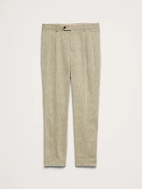 Tailored Slim-Fit Green Linen-Cotton Suit Pant
