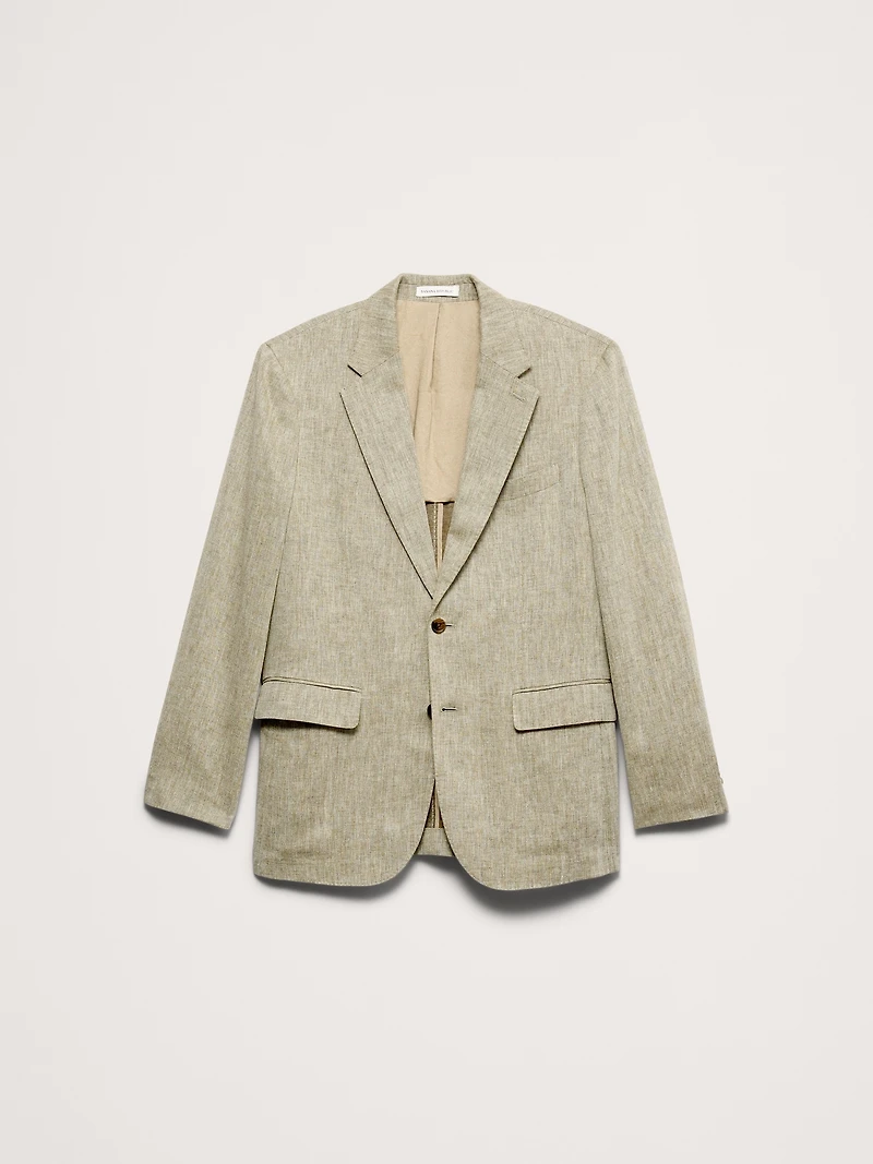 Green Linen-Cotton Suit Jacket