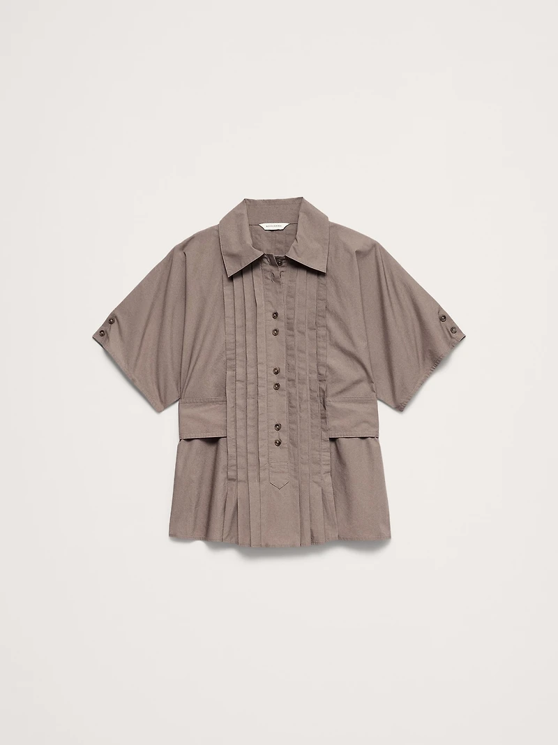 Pleated Cotton Poplin Top