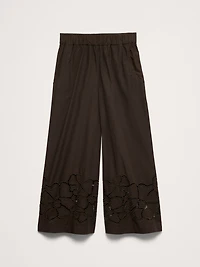 The Pull-On Wide-Leg Ankle Pant Embroidered Poplin