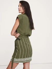 Embroidered Tencel™-Linen Wrap Dress