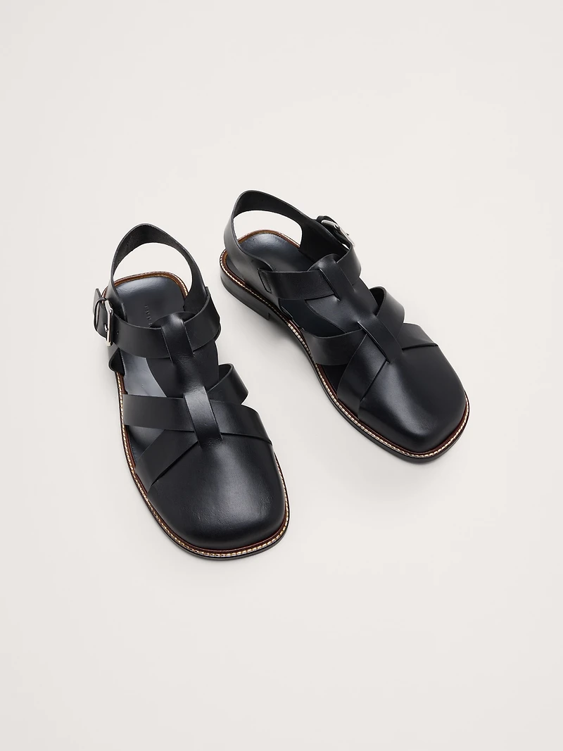 Leather Closed-Toe Fisherman Sandal