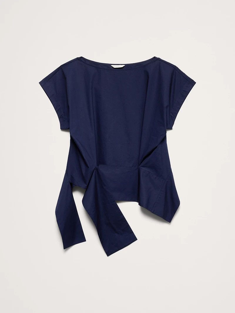 Cotton Poplin Boatneck Asymmetrical Top