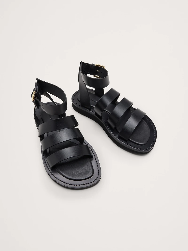 Italian Leather Flatform Sandal
