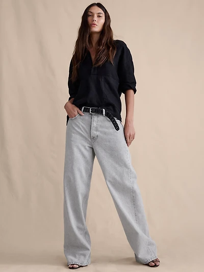 Mid-Rise Baggy-Straight Lightweight Jean