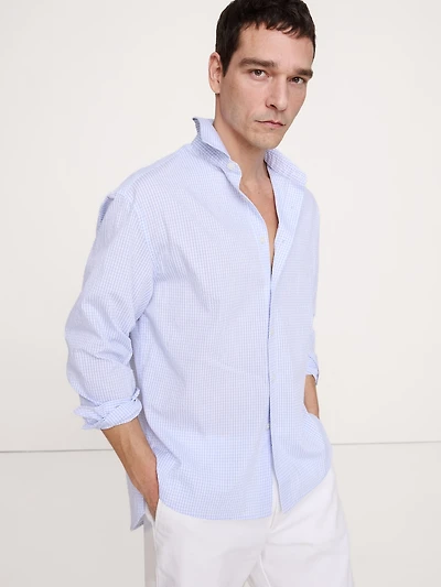 Relaxed-Fit Plaid Seersucker Shirt