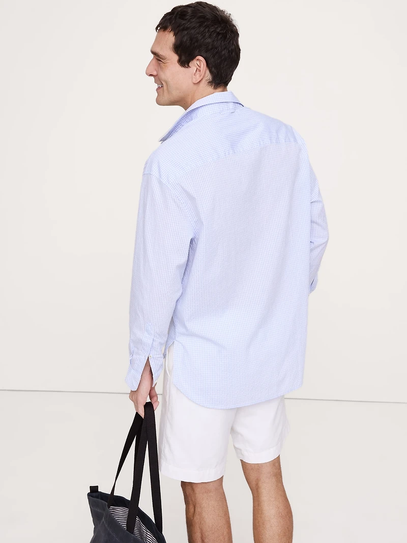 Relaxed-Fit Plaid Seersucker Shirt