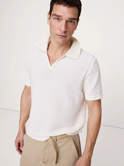 Textured Stripe Sweater Polo