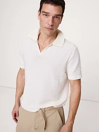 Textured Stripe Sweater Polo