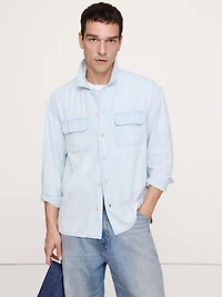 Relaxed-Fit Denim Long-Sleeve Resort Shirt