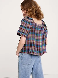 Linen Square-Neck Top