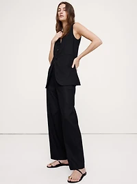 High-Rise Straight Utility Pant Stretch Linen-Viscose