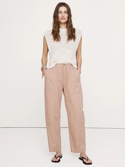 Cotton Poplin Barrel Pull-On Pant