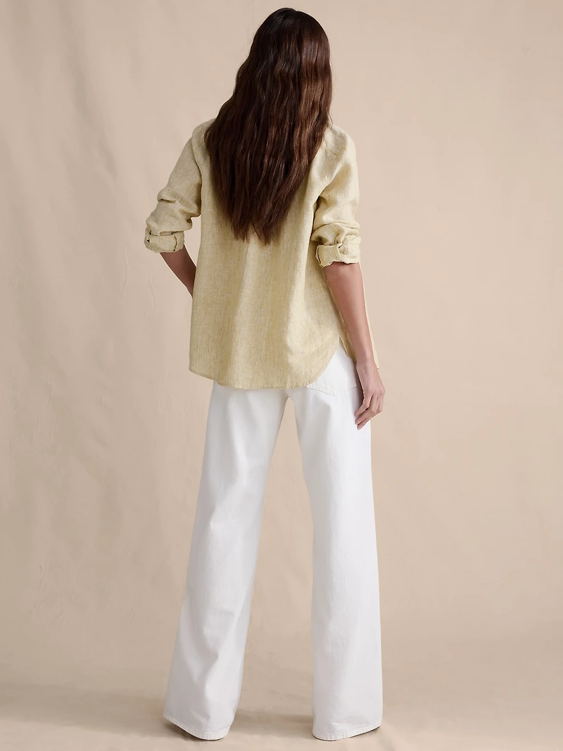 Mid-Rise Wide-Leg Drawstring Jean