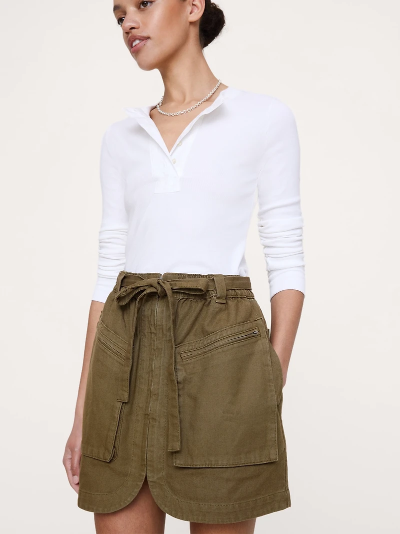 Cotton Utility Mini Skirt