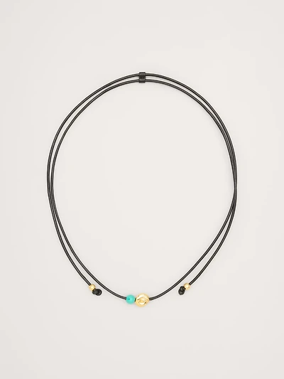 Metallic Stone Cord Necklace