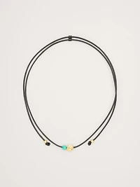 Metallic Stone Cord Necklace