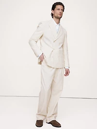 Double-Breasted Italian Cotton-Linen Seersucker Suit Jacket