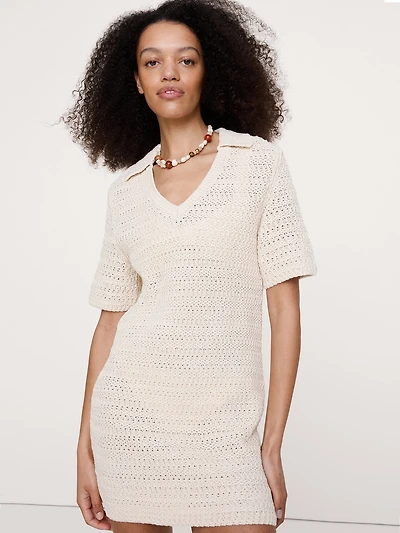 Cotton Crochet Mini Sweater Dress
