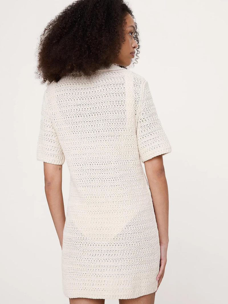 Cotton Crochet Mini Sweater Dress