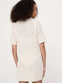 Cotton Crochet Mini Sweater Dress