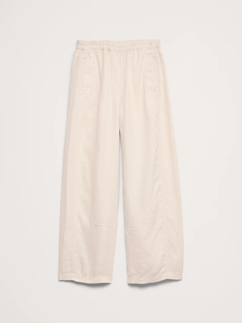 Mid-Rise Relaxed Painter Pull-On Pant Linen
