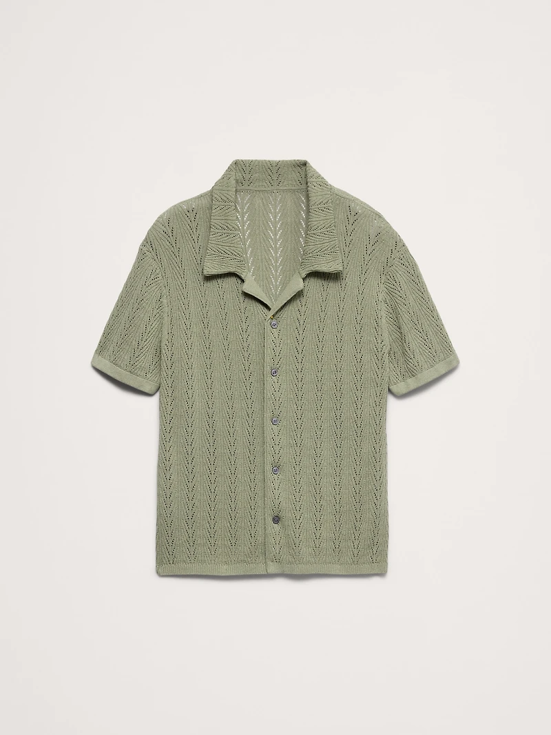 Textured Polo Cardigan