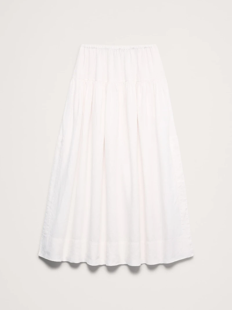Linen Tiered Tie-Side Maxi Skirt