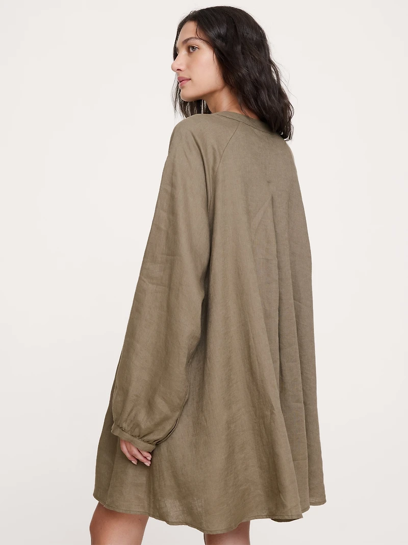 Linen Kaftan Mini Dress